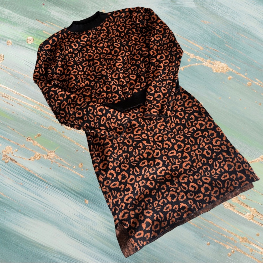 Cheetah Knit Skirt & Sweater Set!